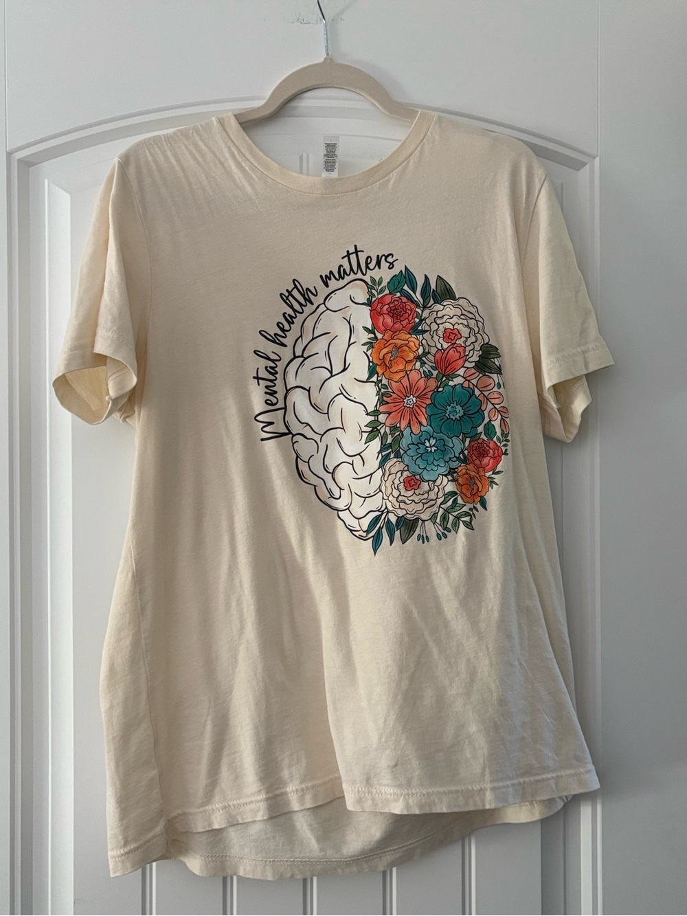 Bella Canvas Cream Tee with Floral Brain Graphic